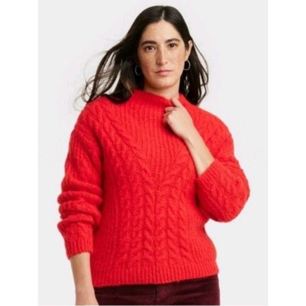 Universal Thread Red Cable Knit Sweater Size Large